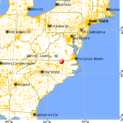 Warren County, NC map from a distance