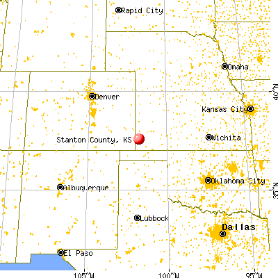 Stanton County, KS map from a distance