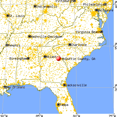 McDuffie County, GA map from a distance