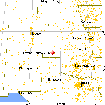 Stevens County, KS map from a distance