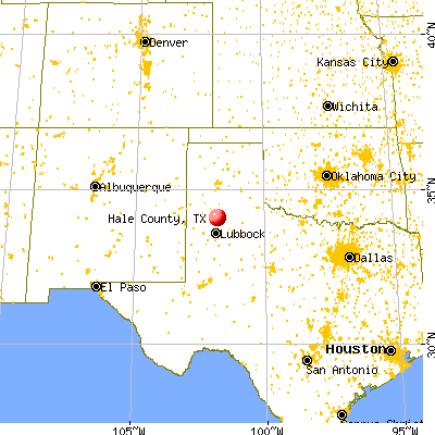 Hale County, TX map from a distance