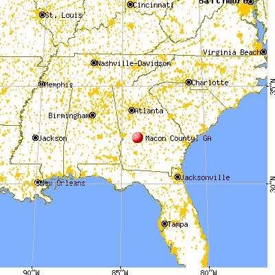 Macon County, GA map from a distance