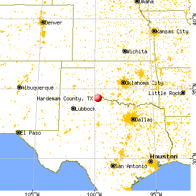 Hardeman County, TX map from a distance