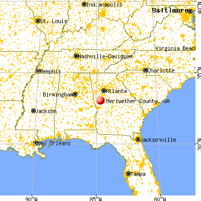 Meriwether County, GA map from a distance
