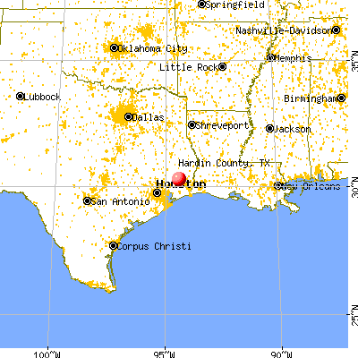 Hardin County, TX map from a distance