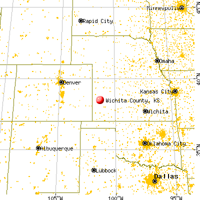 Wichita County, KS map from a distance