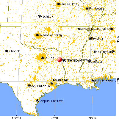 Harrison County, TX map from a distance