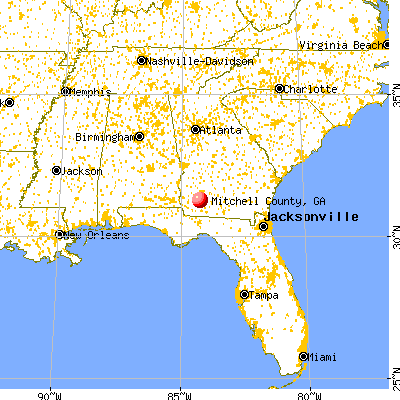 Mitchell County, GA map from a distance
