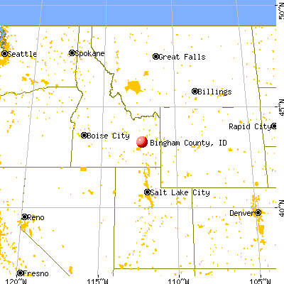 Bingham County, ID map from a distance