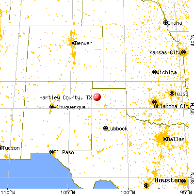 Hartley County, TX map from a distance
