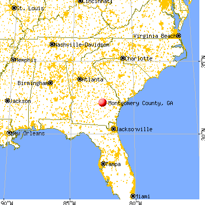 Montgomery County, GA map from a distance