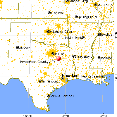 Henderson County, TX map from a distance
