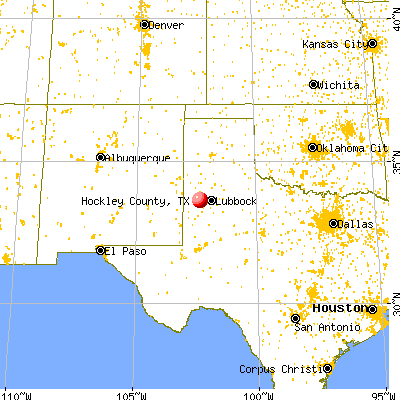 Hockley County, TX map from a distance