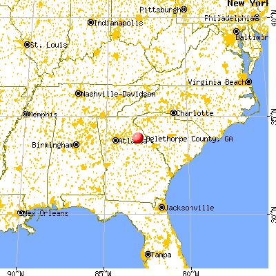 Oglethorpe County, GA map from a distance