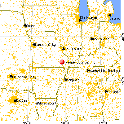 Wayne County, MO map from a distance