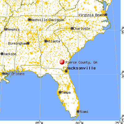Pierce County, GA map from a distance