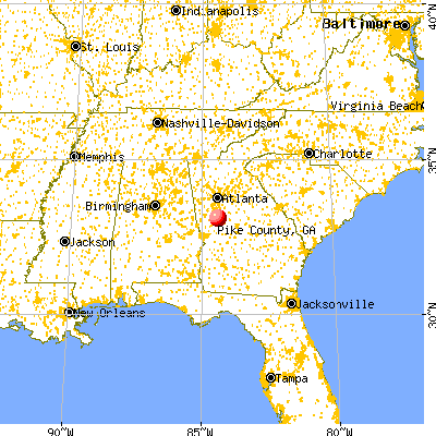 Pike County, GA map from a distance