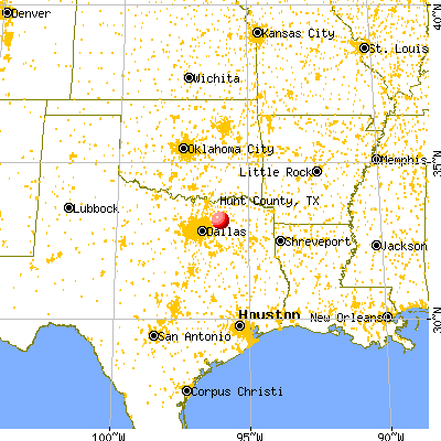 Hunt County, TX map from a distance