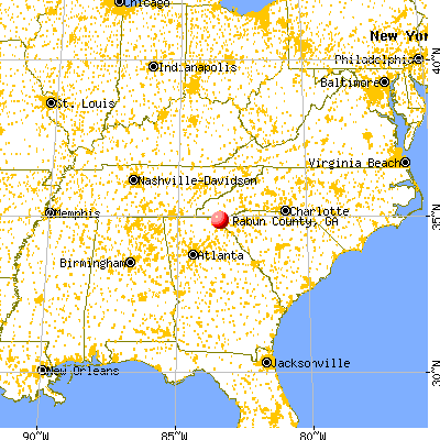 Rabun County, GA map from a distance