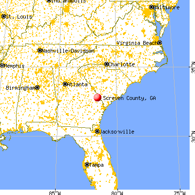 Screven County, GA map from a distance