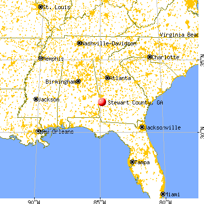 Stewart County, GA map from a distance