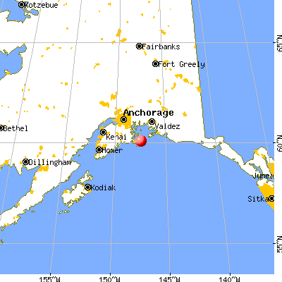 Valdez-Cordova Census Area, AK map from a distance