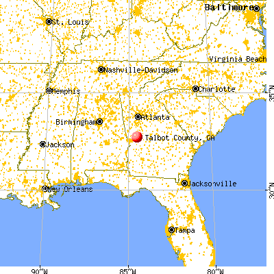 Talbot County, GA map from a distance
