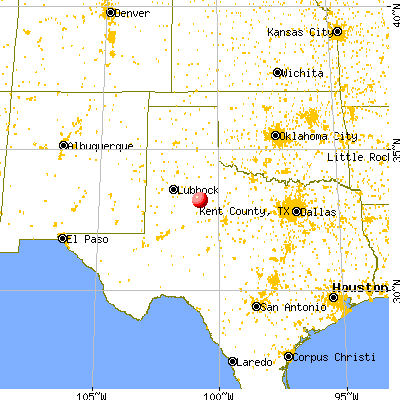 Kent County, TX map from a distance