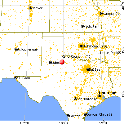 King County, TX map from a distance