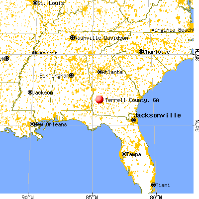 Terrell County, GA map from a distance