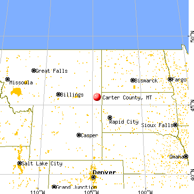 Carter County, MT map from a distance