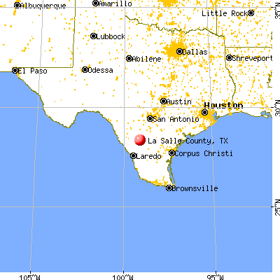 La Salle County, TX map from a distance