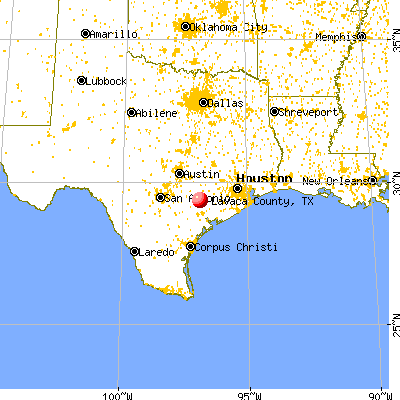 Lavaca County, TX map from a distance