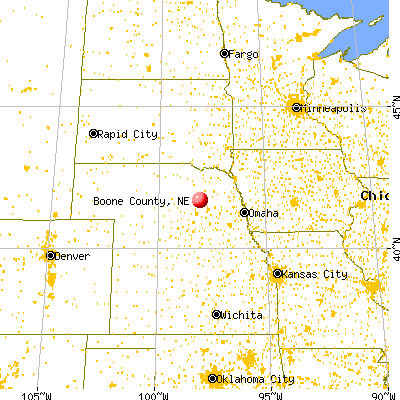 Boone County, NE map from a distance