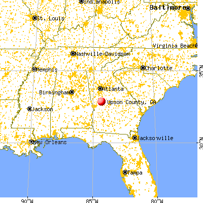 Upson County, GA map from a distance