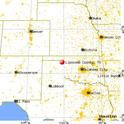 Lipscomb County, TX map from a distance