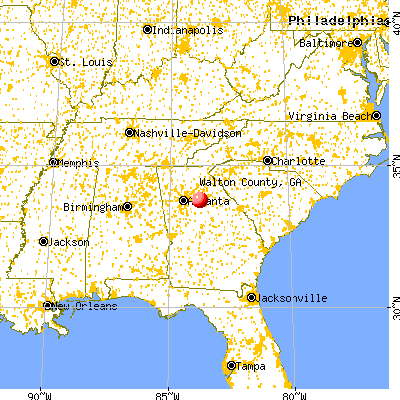 Walton County, GA map from a distance