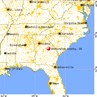 Washington County, GA map from a distance