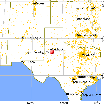 Lynn County, TX map from a distance