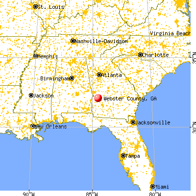 Webster County, GA map from a distance