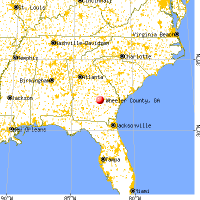 Wheeler County, GA map from a distance