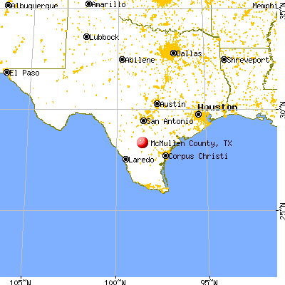 McMullen County, TX map from a distance