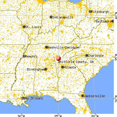 Whitfield County, GA map from a distance