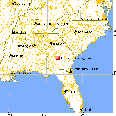 Wilcox County, GA map from a distance
