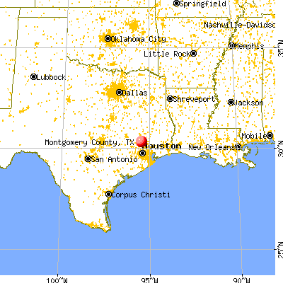 Montgomery County, TX map from a distance