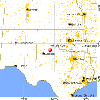 Motley County, TX map from a distance