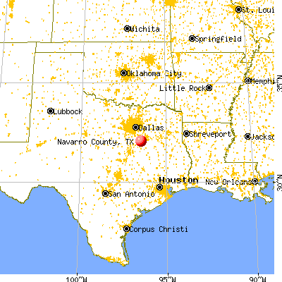 Navarro County, TX map from a distance