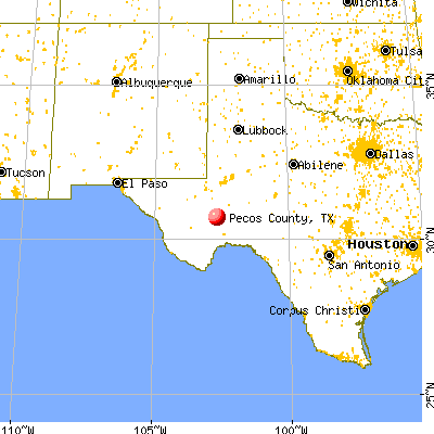 Pecos County, TX map from a distance