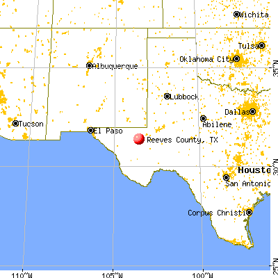 Reeves County, TX map from a distance