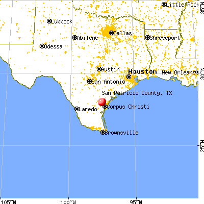 San Patricio County, TX map from a distance